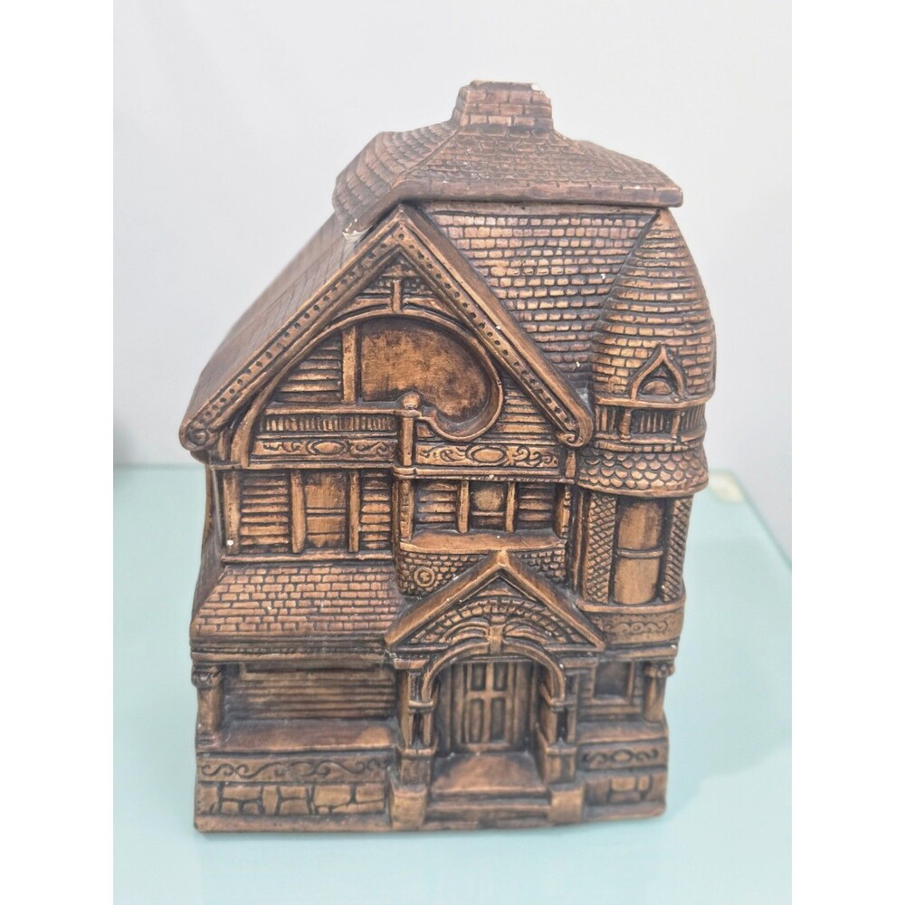 Rare Vintage Treasure Craft Victorian House Cookie Jar 1970s Ceramic USA Lid Chi